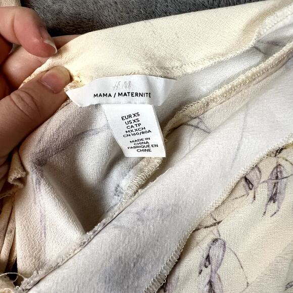 H&M Maxi Dress Women's XS White Floral Flounce Coquette Fairycore Whimsical - Picture 8 of 8